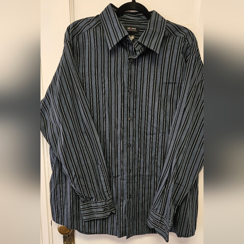 Axcess Men's Dark Blue Pinstripe Shirt Size 2XL - Picture 3 of 8